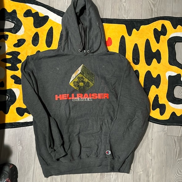 L Hellraiser Deader Logo Officially Licensed Champion  Hoodie Gray Mens Size L - Picture 1 of 1